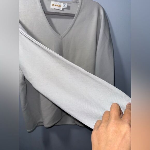 D.Fine Men’s Gray 100% Zephyr Wool Made in USA V Neck Sweater Size M EUC - Picture 3 of 8